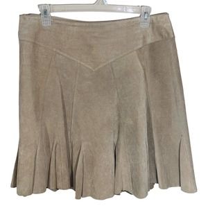 FASHION BUG Leather Midi Trumpet Skirt in Tan/Beige Size 16